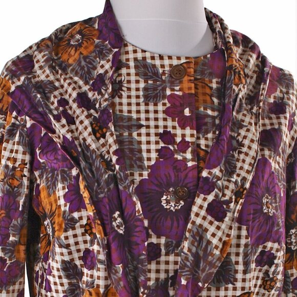 Vintage Purple Floral Blouse w Corinth Street Tag & Separate Matching Neck Scarf - Picture 3 of 6